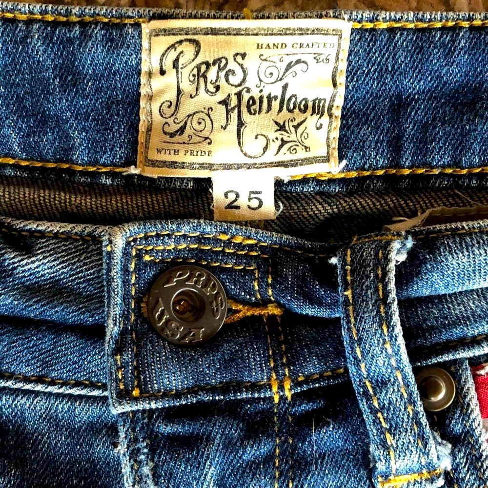 Vintage Lo Rise PRPS Distressed Skinny Jeans with Red Bandanna Accent - Picture 7 of 10